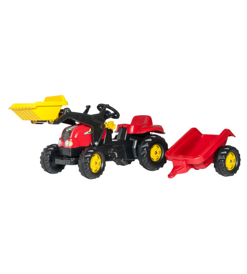 Traktors ar pedāļiem ar piekabi un