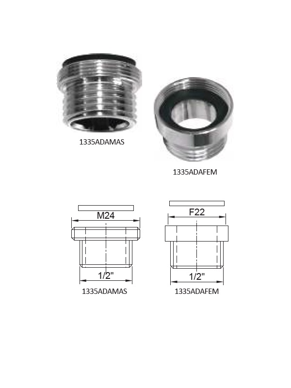 Adapteris aeratoram M24x1/2 1335ADAMAS, M24x1/2