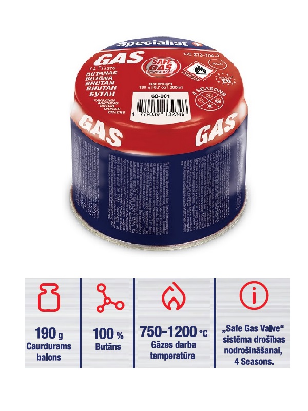 Gāzes balons 190 gr, 68-001