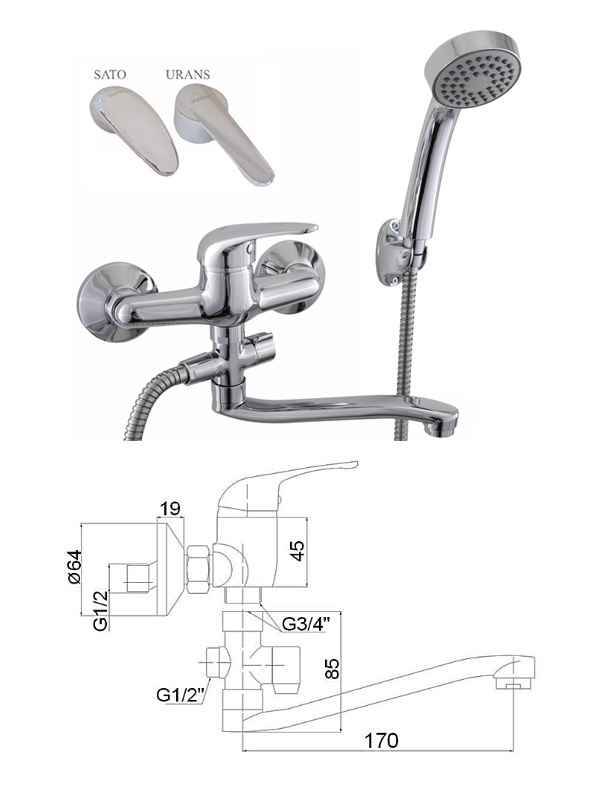 Vannas krāns (200) ar komplektu MG-3235