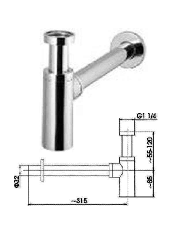 Sifons, 11/4*x32 (hroms) 600-004, 11/4X32