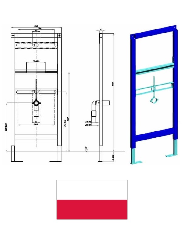 Zemapmetuma rāmis izlietnei 1185mm, 90.609