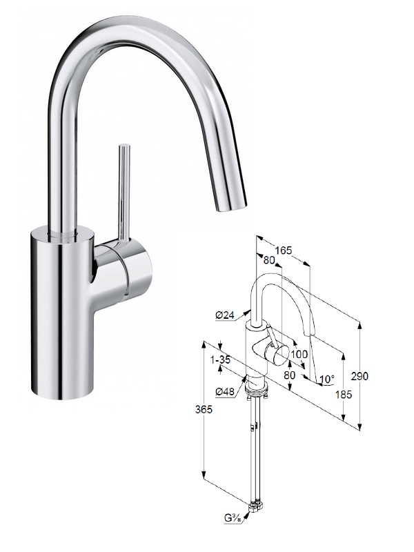 Virtuves izlietnes krāns 380280576, BOZZ