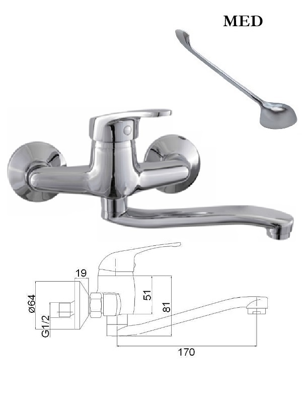 Virtuves krāns no sienas MG-6232 MED