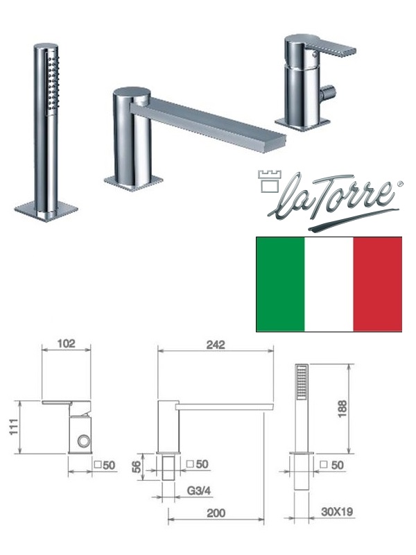 Vannas krāns 3-daļīgs 35045, ITALIA