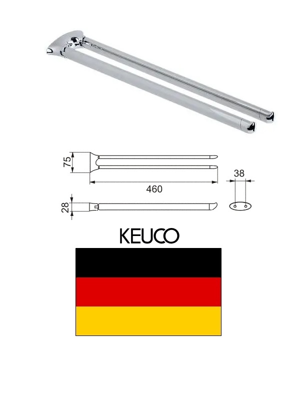 Dvieļu stienis, dubults, hroms, 450mm, CLEO