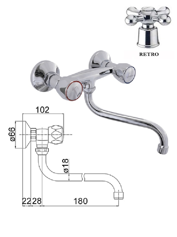 Virtuves izlietnes krāns MG-2145 RETRO, DIVUPE
