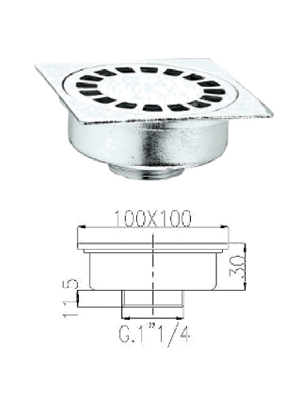 Grīdas traps 100x100mm (hroms) 917, 1