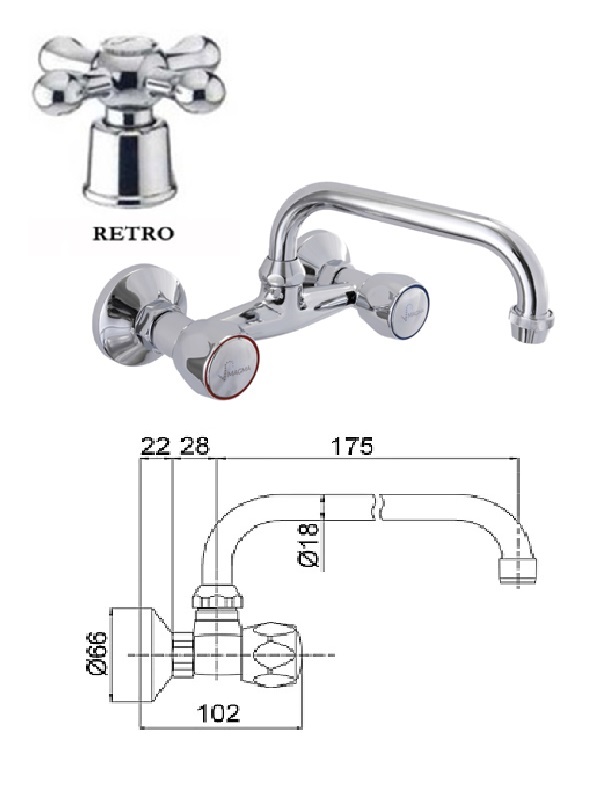 Virtuves izlietnes krāns MG-2146 RETRO, DIVUPE