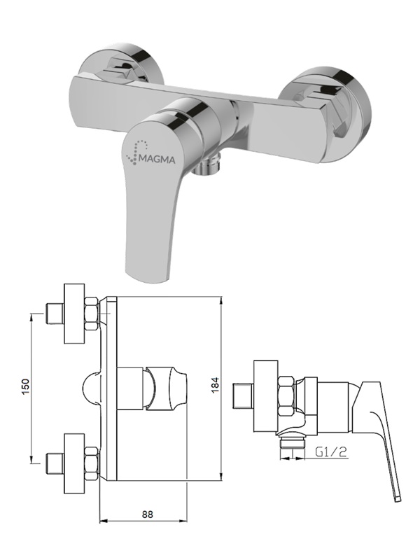 Dušas krāns bez komplekta MG-2740, RĪVA