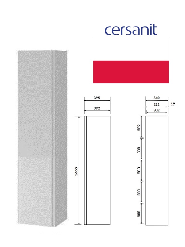 Skapis 40x160cm, balts,MODUO, MODUO
