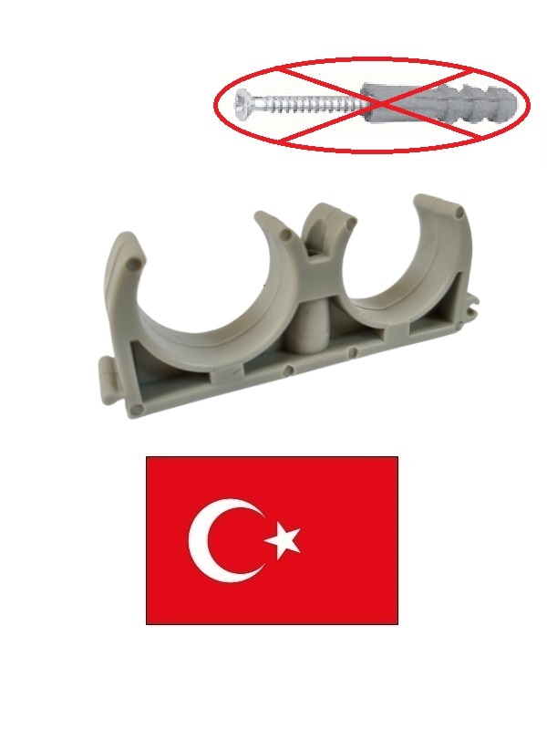 Klipšveida turētājs dubults pel.96202AK, 20mm