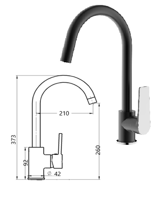 Virtuves krāns, melns MG-2655-M, BĒRZUPE