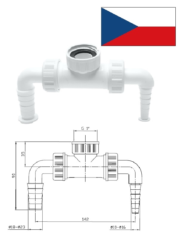Sifons veļas maš.10-16/2x18-23 EPT4300, DN32