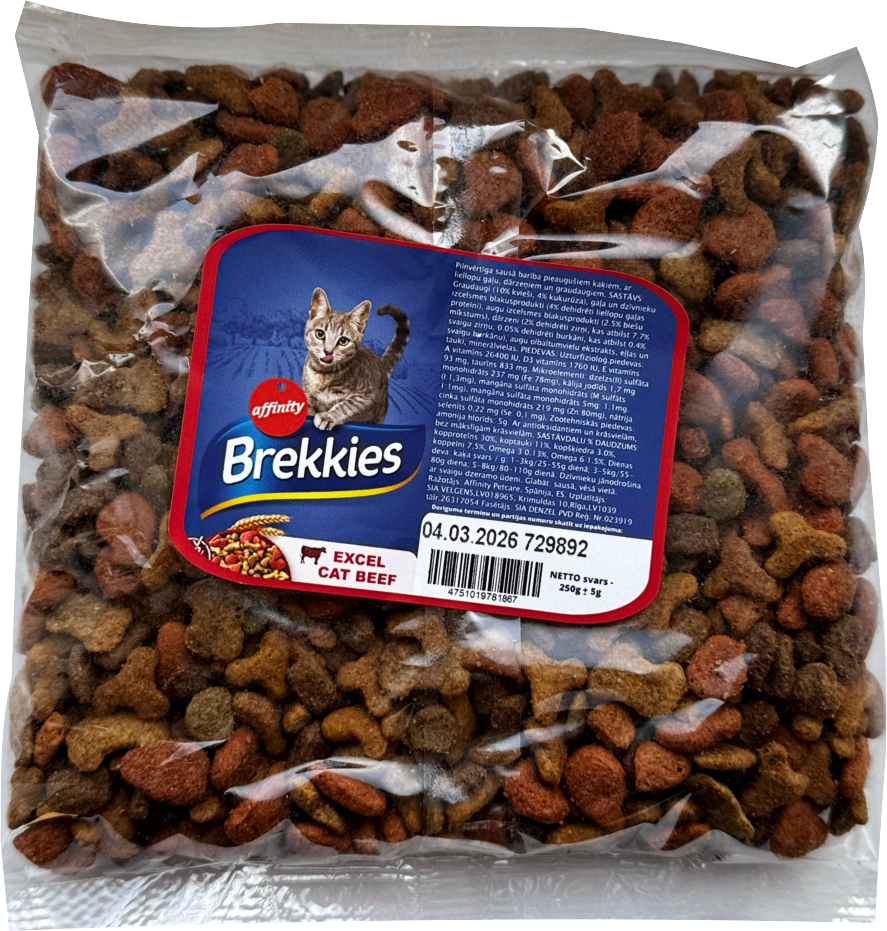 Fasētā barība Brekkies Cat Beef 0