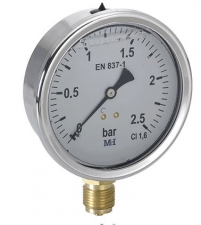 Manometrs ar glicerīnu D63, 0-10bar/psi, 1/4"