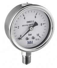 Manometrs AISI316 korp. D100, 0-10bar,1/2"